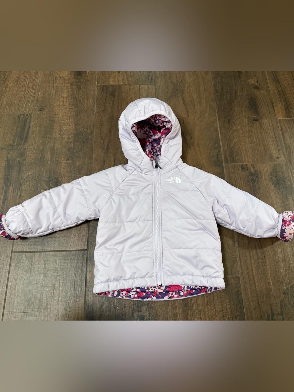 The North Face Light Purple Reversible Floral-Lined Puffer Jacket